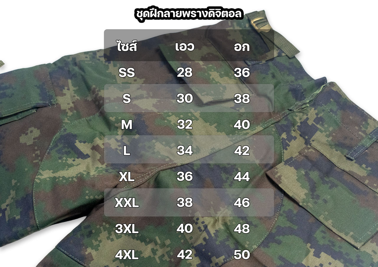 ชุดฝึกลายพรางดิจิตอล ทร. เสื้อแขนยาว + กางเกง ชุดพรางทหารเรือ - Image 6