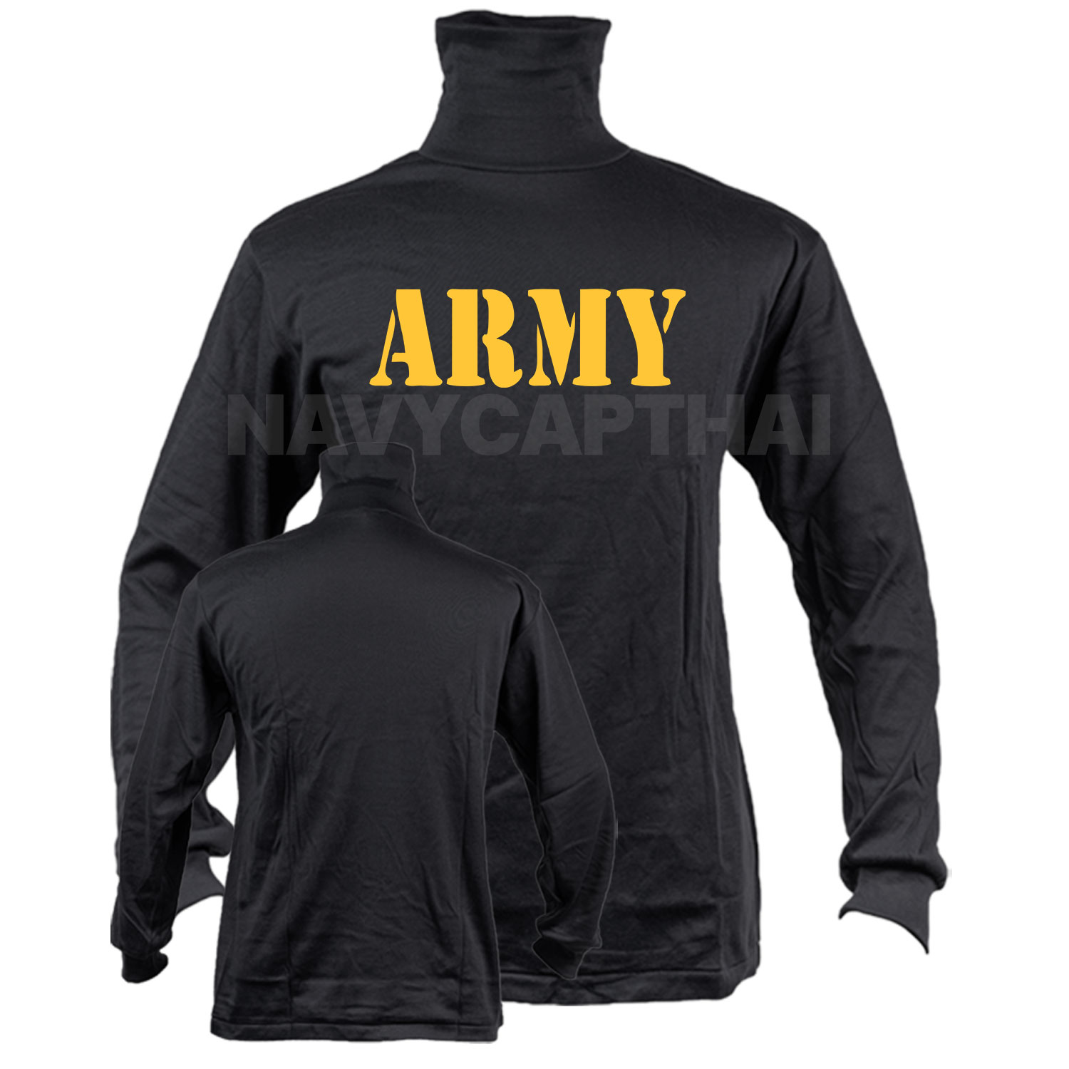 เสื้อยืด-ARMY-แขนยาว-คอพัน-ดำ