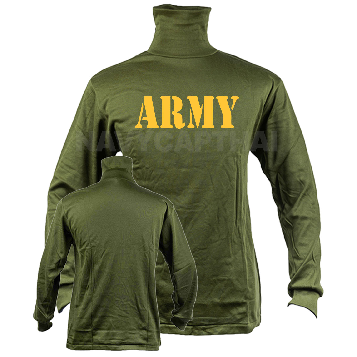 เสื้อยืด-ARMY-แขนยาว-คอพัน-เขียว