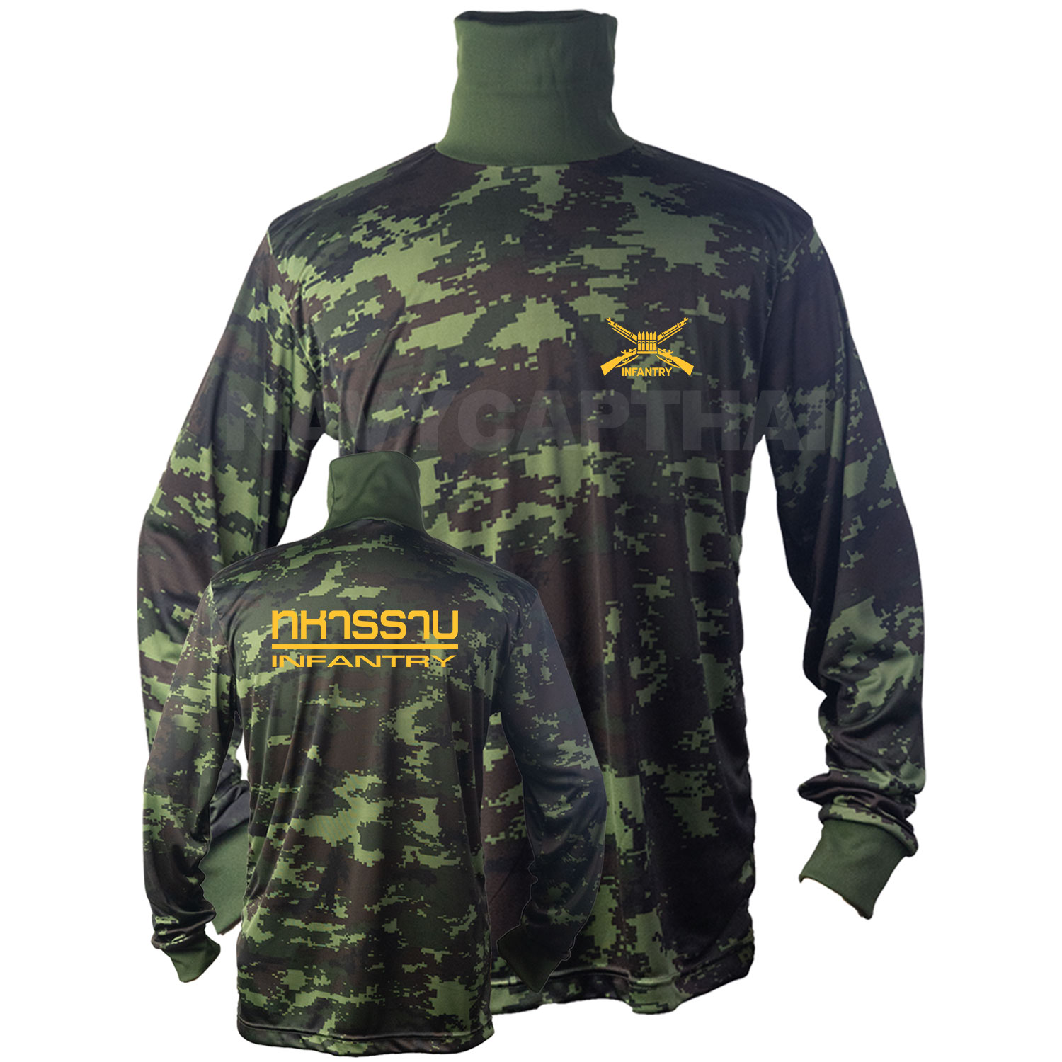 เสื้อยืดทหารราบ-แขนยาว-คอพัน-พรางดิจิตอล-ทบ