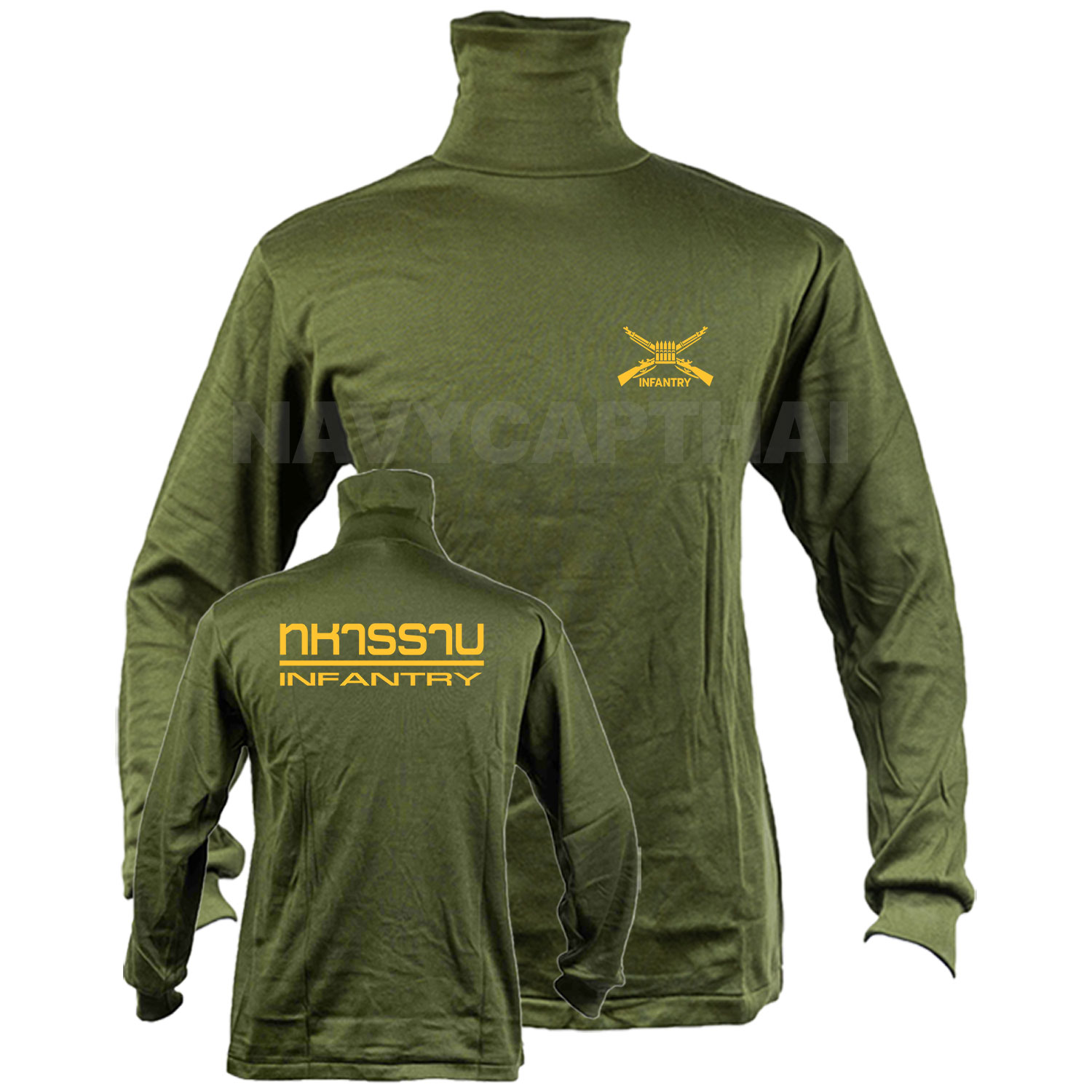 เสื้อยืดทหารราบ-แขนยาว-คอพัน-เขียว