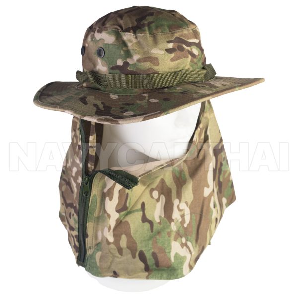 หมวกปีกกว้าง-พร้อมผ้าคลุมคอ