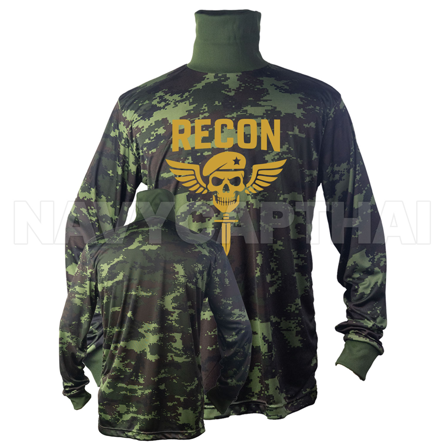 เสื้อยืด-RECON-ลายพรางดิจิตอล-ทบ-แขนยาว-คอพัน