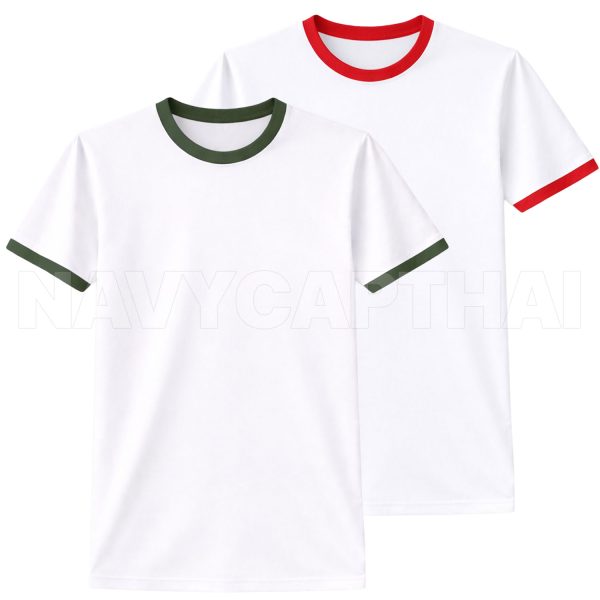 Alternative view of เสื้อยืดคอกลม ผ้าไมโคร จั๊มคอ-แขนสี (แดง / เขียว) ไซส์ M-XXL