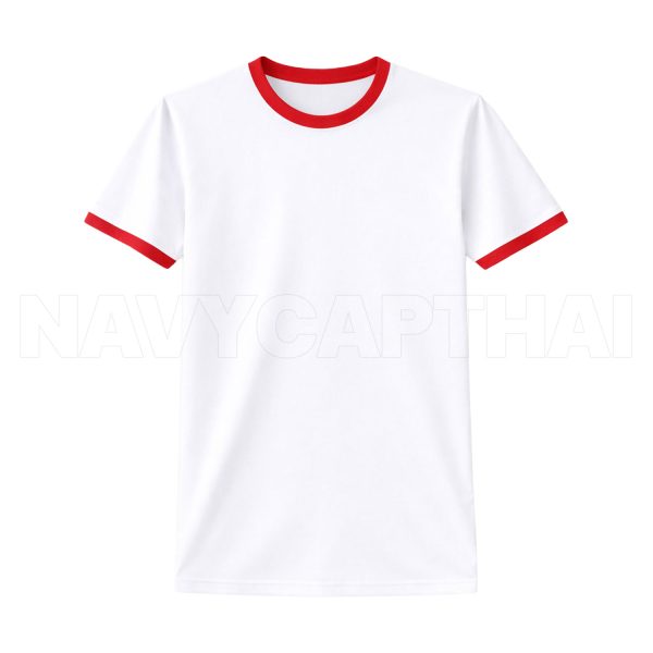 เสื้อยืดคอกลม ผ้าไมโคร จั๊มคอ-แขนสี