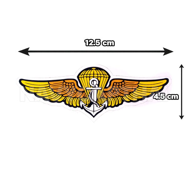 Alternative view of สติ๊กเกอร์ ปีกร่ม ทร. (กองทัพเรือ) กันน้ำ ติดแน่น ขนาด 4.5 x 12.5 ซม.