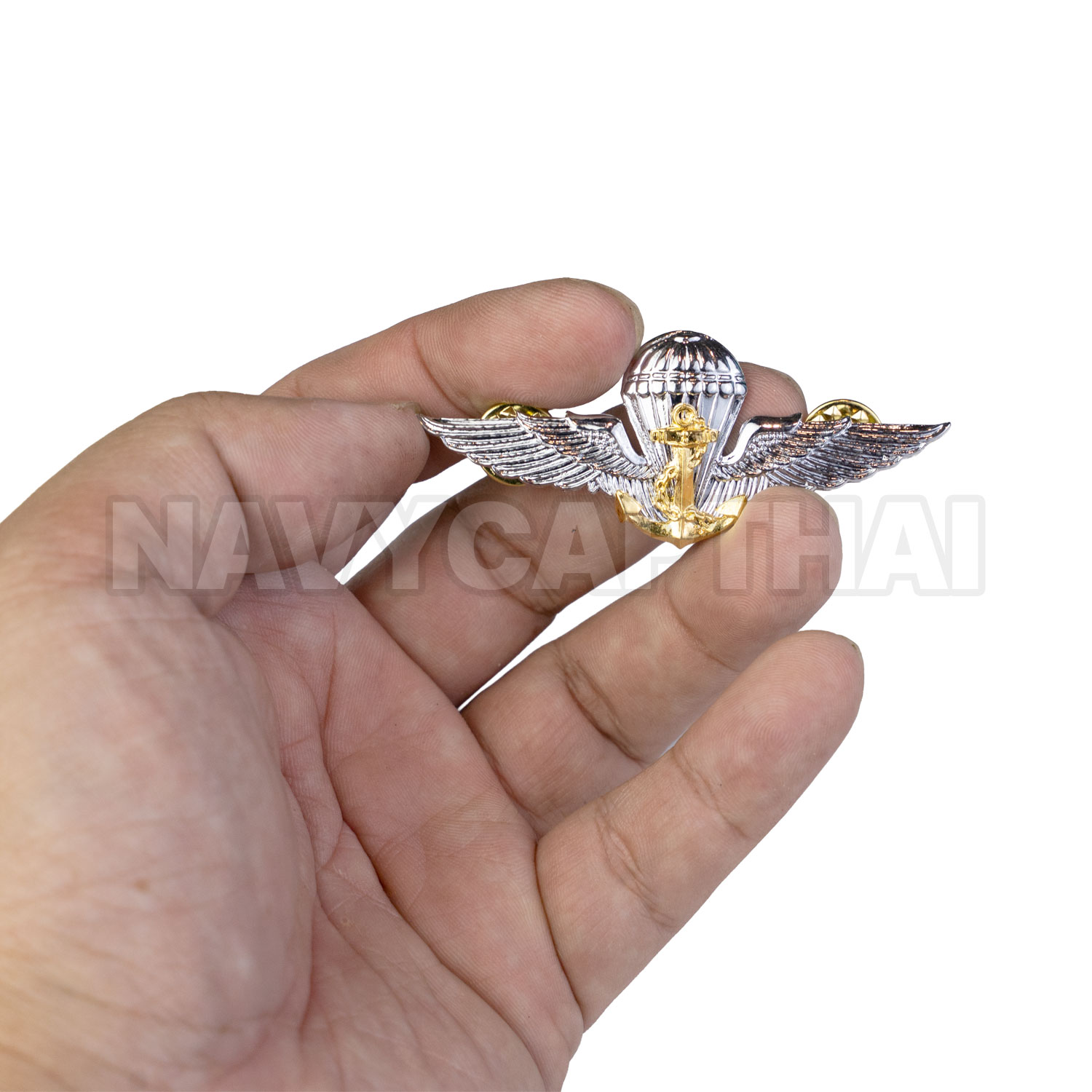 ปีกโดดหอนาวิกโยธิน กองทัพเรือ เข็มโลหะ สีเงิน - Image 2