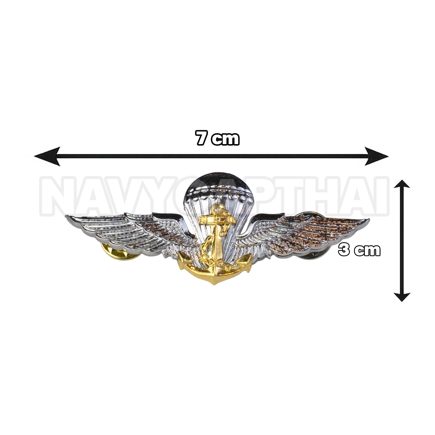 ปีกโดดหอนาวิกโยธิน กองทัพเรือ เข็มโลหะ สีเงิน - Image 3